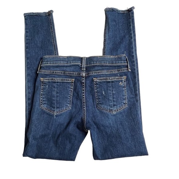 Rag & Bone Jeans Womens 25 Skinny Dark Wash Distressed - Picture 2 of 9